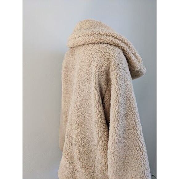 Free People Size XS Double Breasted Teddy Coat Tan Wide Collar Winter Jacket - Picture 9 of 12